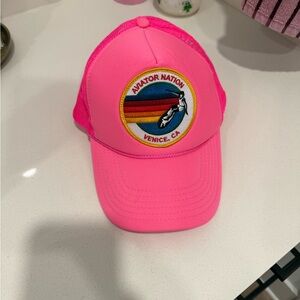 Aviator Nation pink trucker hat
